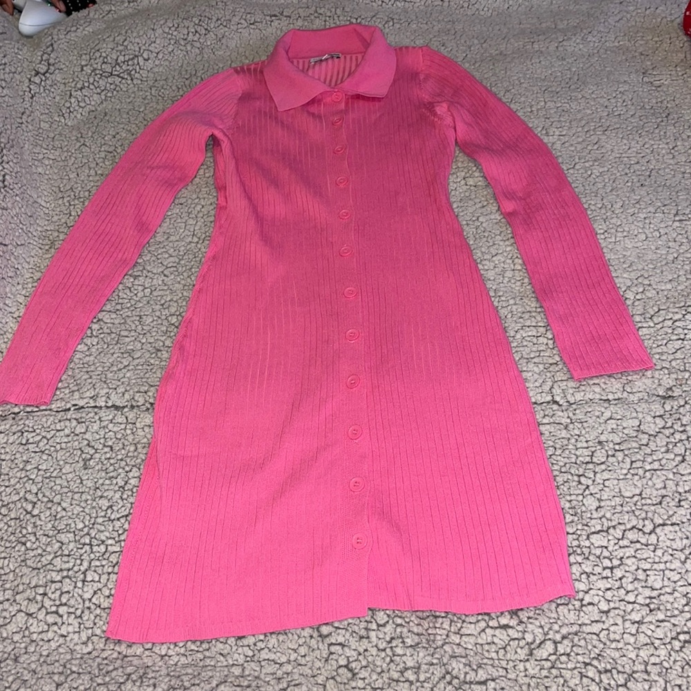 Fashion Nova Sweater Mini Stretch Pink Dress